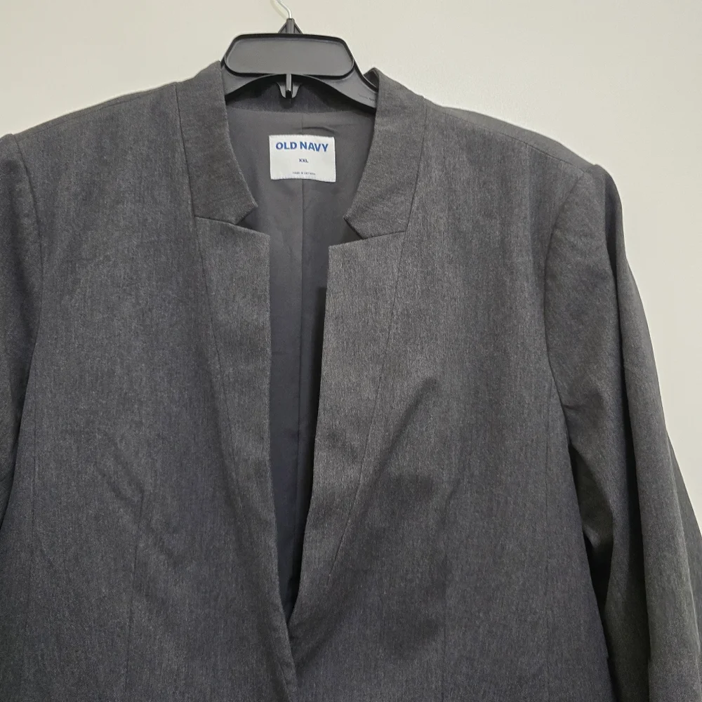 OLD NAVY size XXL Classic Twill Pixie Notched Lapel Single Button Blazer Gray‎